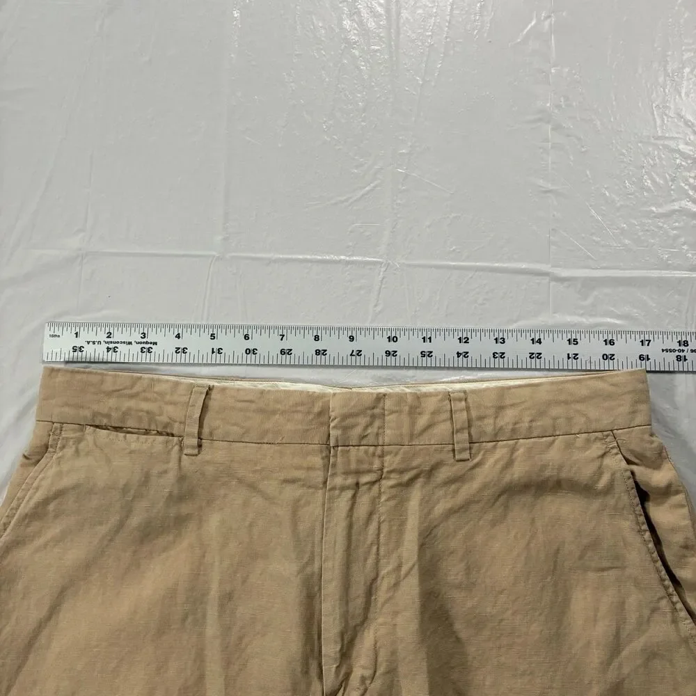VTG Mens Polo Ralph Lauren Pants Trousers Linen Silk Khaki Tan 34x34 (34 x30)